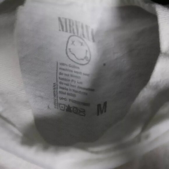 Nirvana T-Shirt Mens M White Music Hip Hop Come As You Are Smiley Face Graphic - Picture 5 of 8